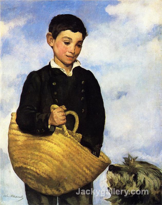 A boy with a dog by Edouard Manet paintings reproduction